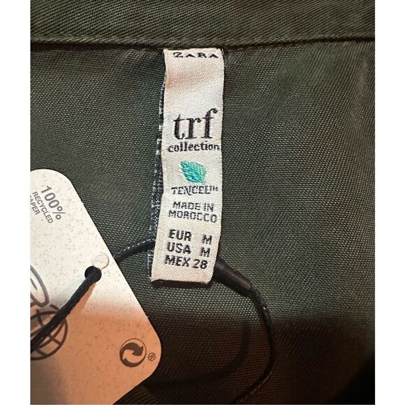 NWT Zara Army Green Women's Lyocell Shirt Dress Sz M - Picture 10 of 12